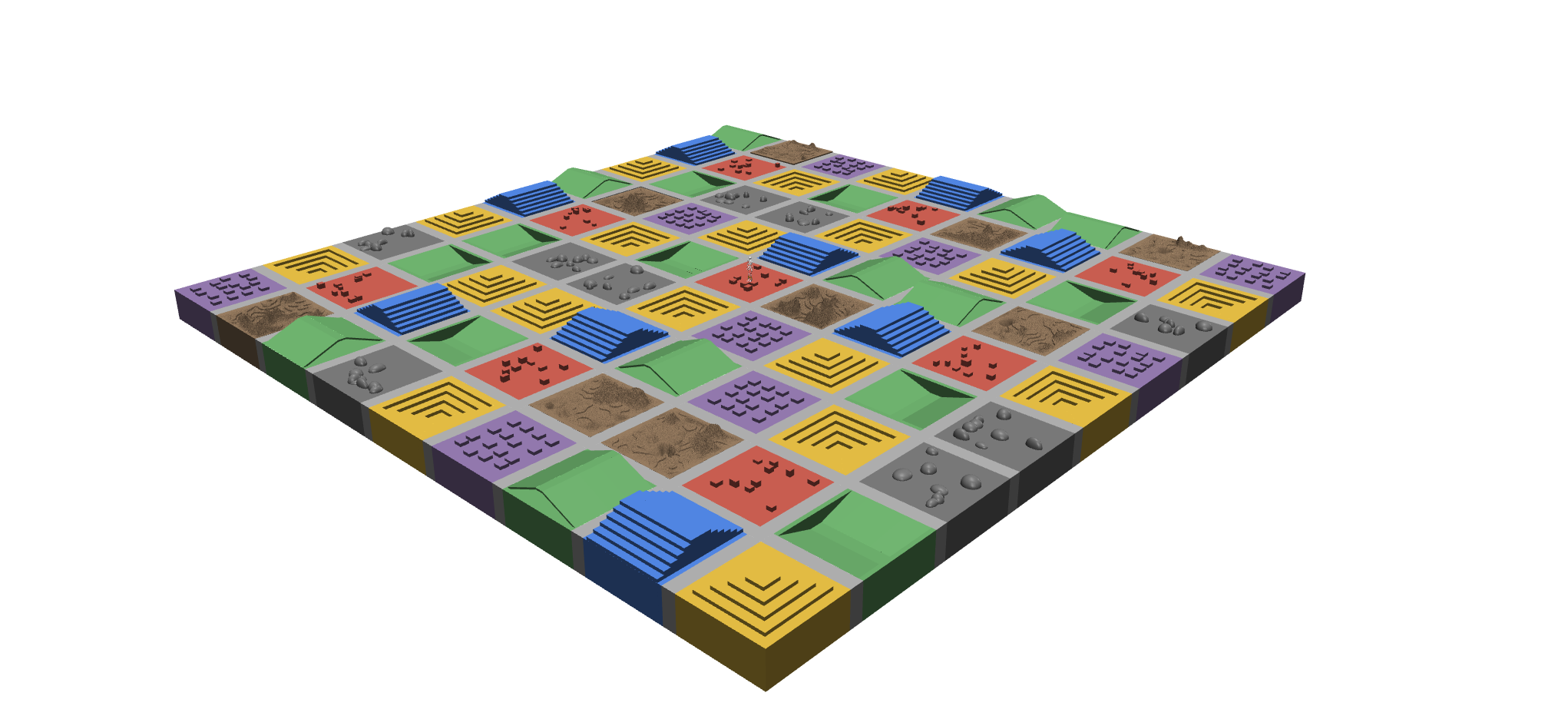 A large tiled terrain grid in the diverse palette